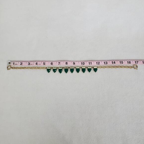 STELLA & DOT Emerald Green Acrylic/Clear Baguette 17" Necklace - Picture 5 of 5